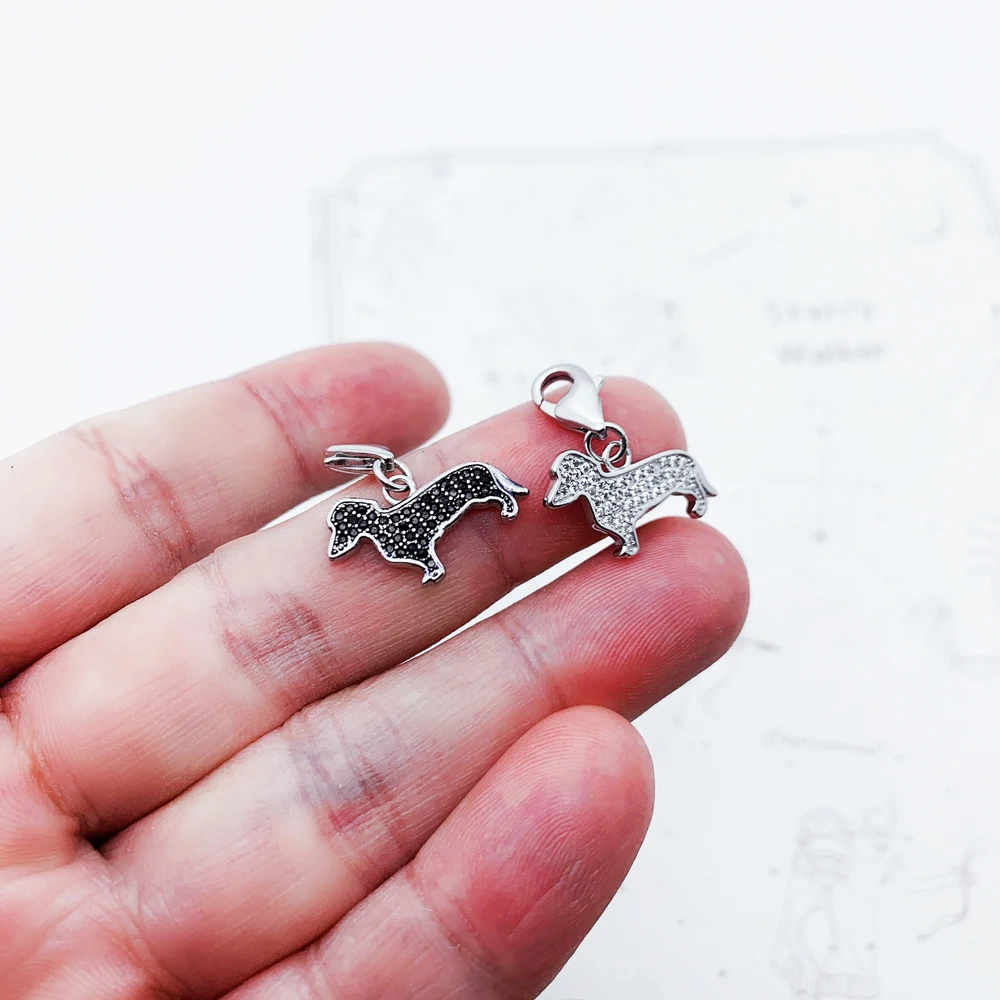 High Quality 925 Sterling Silver Cute Dachshund Pet Dog Charms Pendant For Women Men