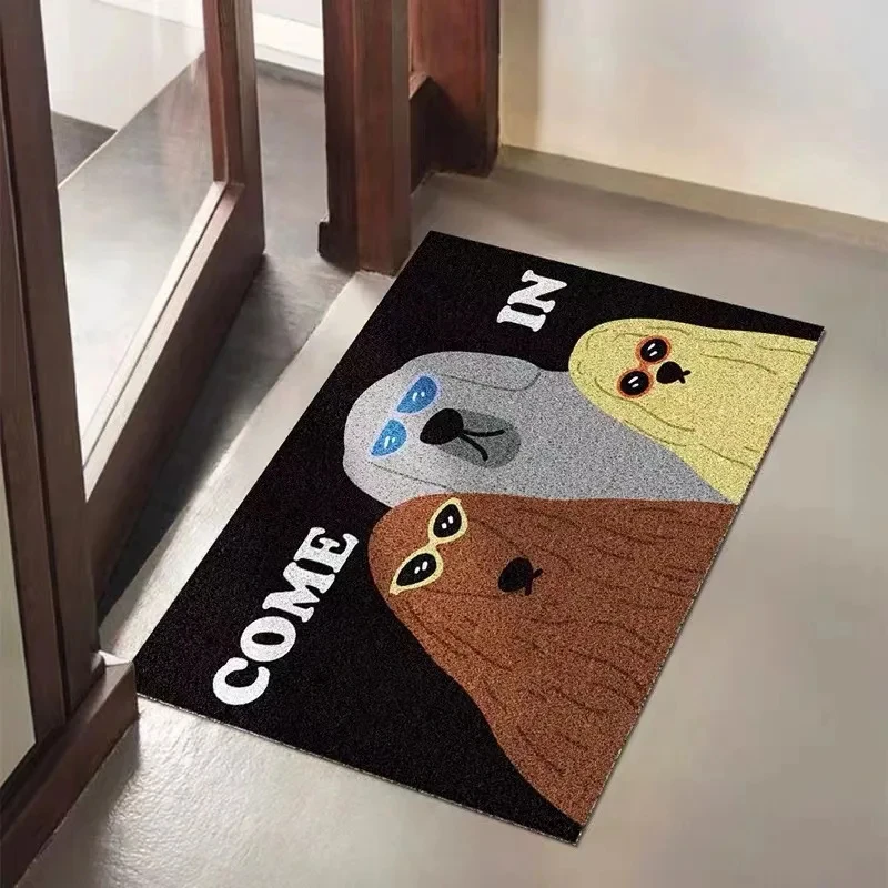 Funny Cat Dog Entrance Doormat Anti Slip Easy Clean Floor Mat for Porch Hallway Entryway Home Decor Living Room Hallway Mat