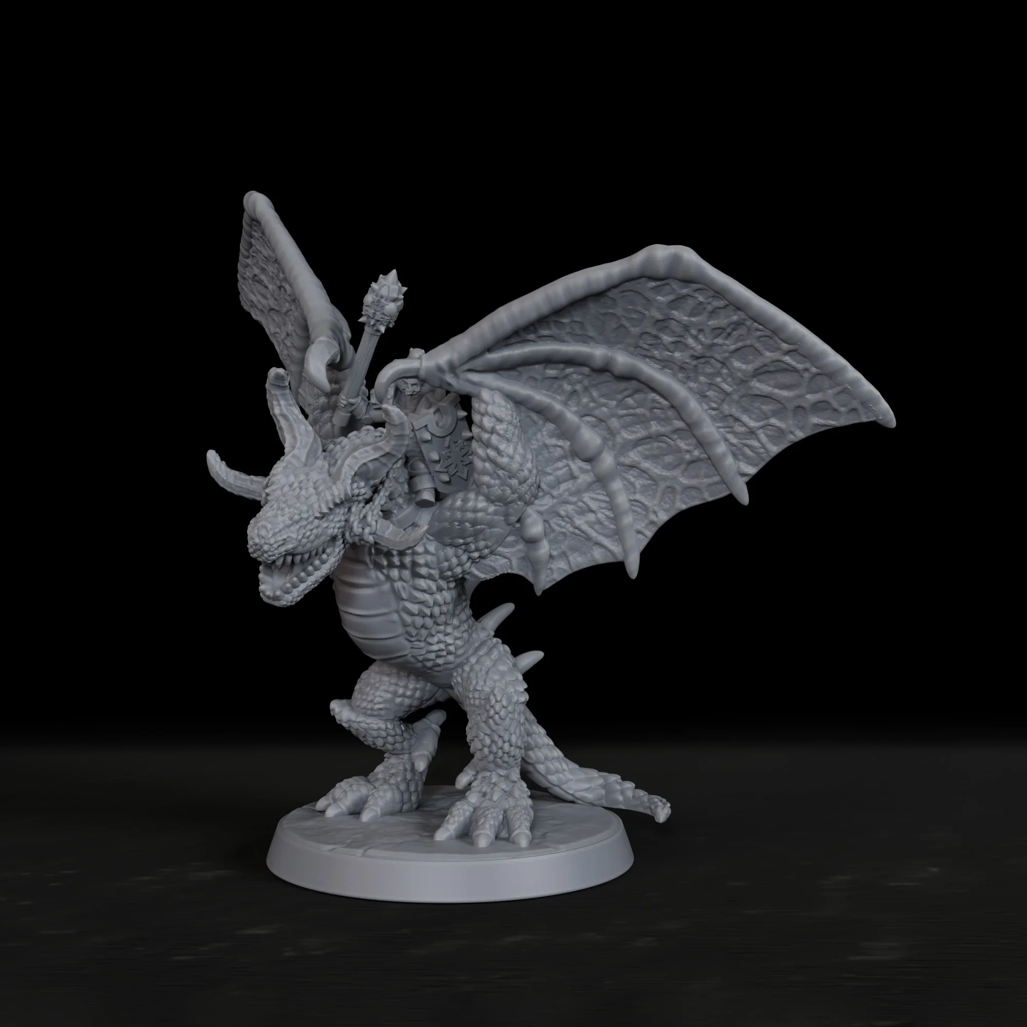RPG Knight on Wyvern Miniature Set - Unpainted TTRPG Dragon  Figure, Removable Base, Ideal for Fantasy Diorama Terrain Scenarios view 3