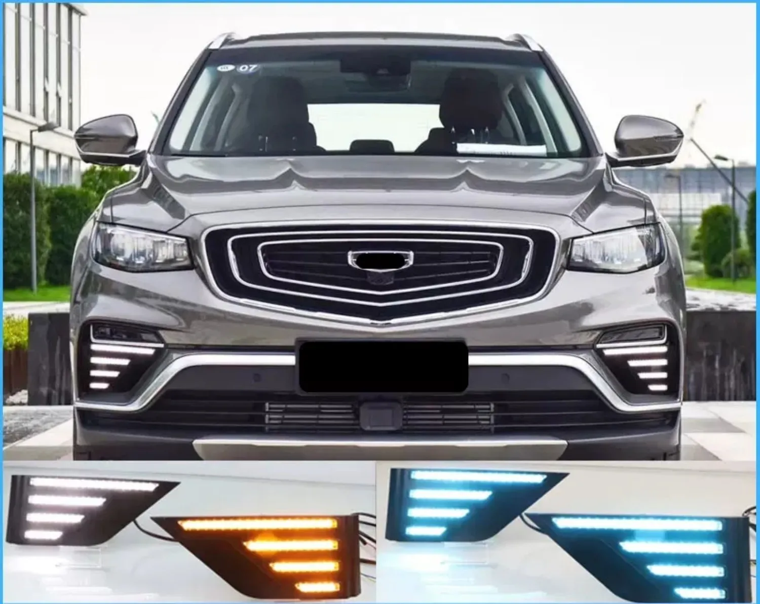 

Car LED DRL Daytime Running Light daylight for Geely Atlas Pro proton X70 18-21 With Yellow Turn Signal and Blue night mode