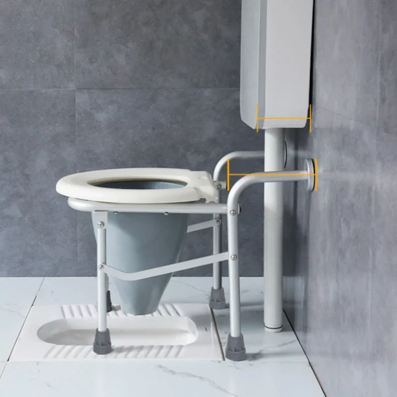 Folding Against Wall Toilet Seat Squatting Toilet Holder Elderly Home Tool for Sitting Conversion Pregnant Support Stability Aid