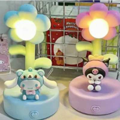 Sanrio Night Light Kuromi Hello Kitty Kawaii Sun Flower Modeling Desk Lamp Anime Cartoon Desktop Decorations Room Lighting