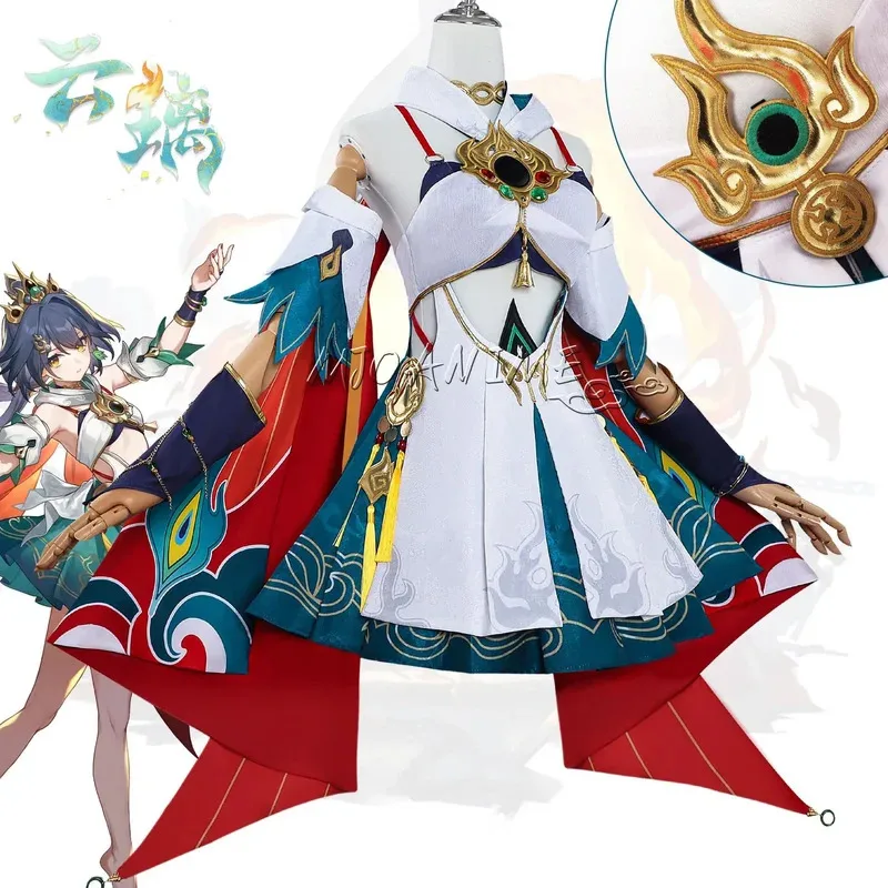 Honkai estrela ferroviário cosplay traje espada caçador e roda de chama octet yunli terno feminino halloween carnaval vestido de festa
