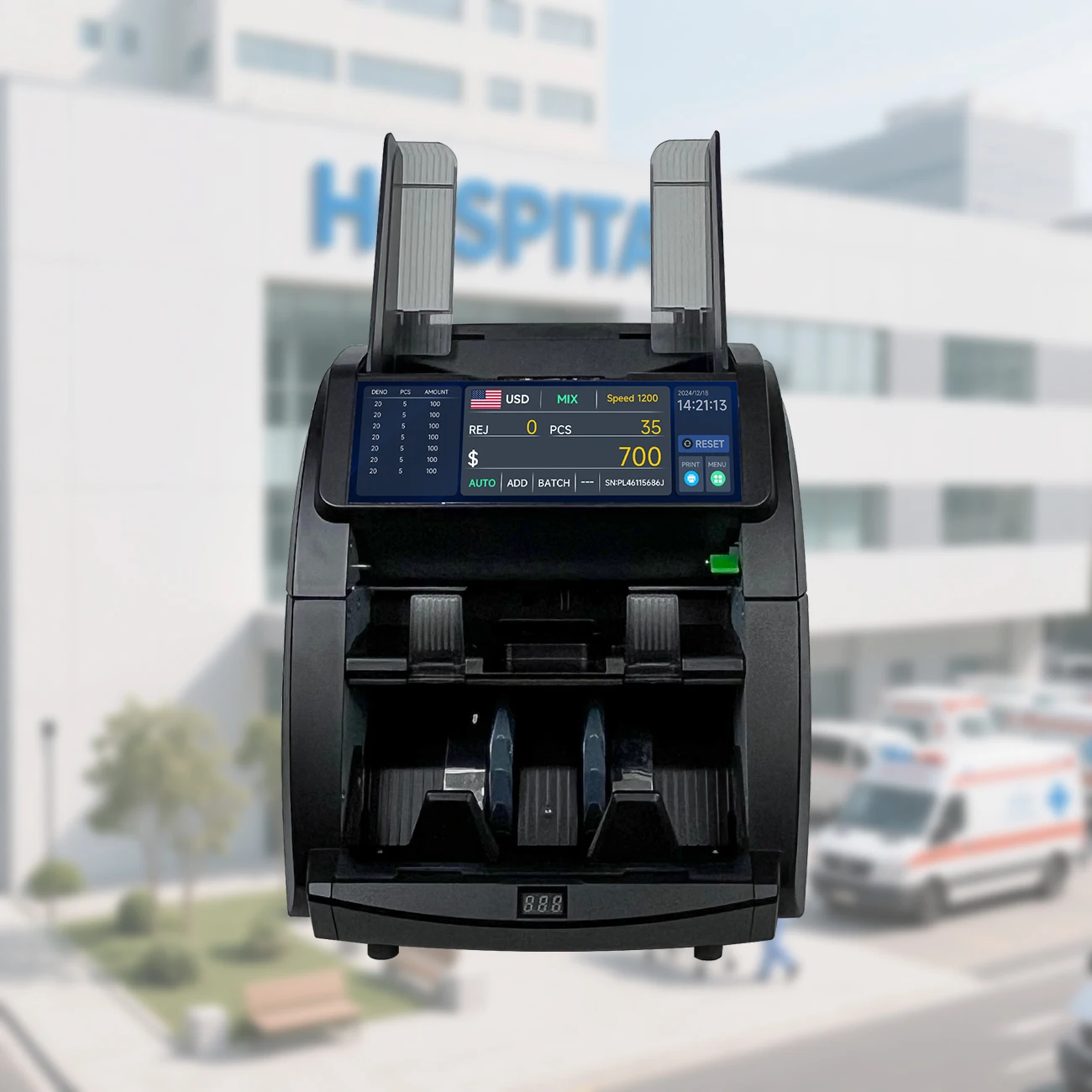 

Multifunctional Two Pocket Full Touch Screen Banknote Sorting Machine For Currency Counting And Detecting