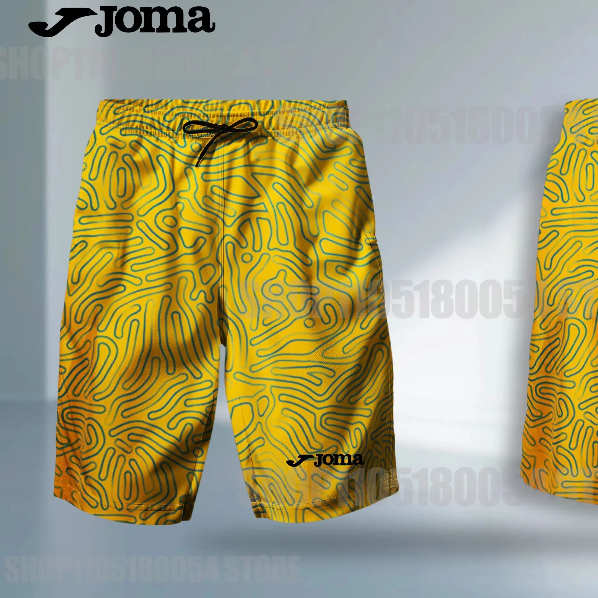 

2025 New 3D printed JOMA men's and women's breathable running shorts with drawstrings and pockets made of polyester fiber