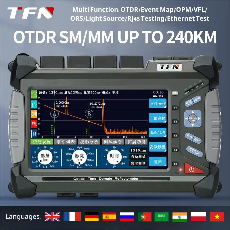 

TFN F7 Fiber Optic Tester SM/MM Maximum 240KM Test Distance High Precision Telecom Grade Optical Time Domain Reflectometer OTDR