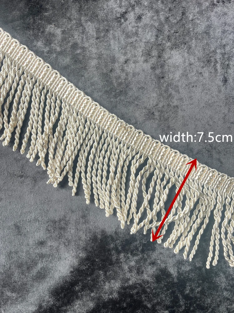 Decorative Beige Rope Trims Fringe Sofa Home Interior Garment Throw Pillow Trimming Lace Accessory 7.5cm Wide 5 meters/lot