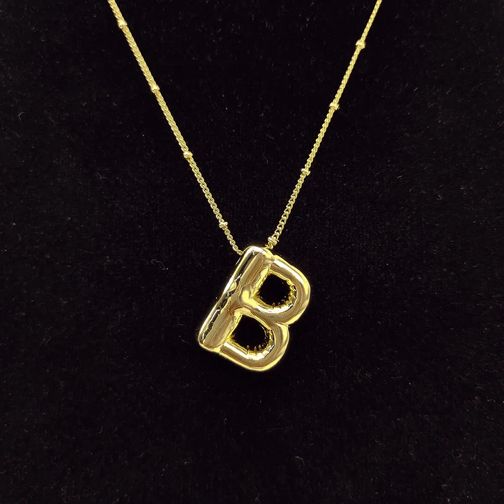 2023 26 Initial Bubble Letter Necklace A-Z Letters Necklace Personalized Initial Bubble Necklace Fashion Unisex Pendant Necklace