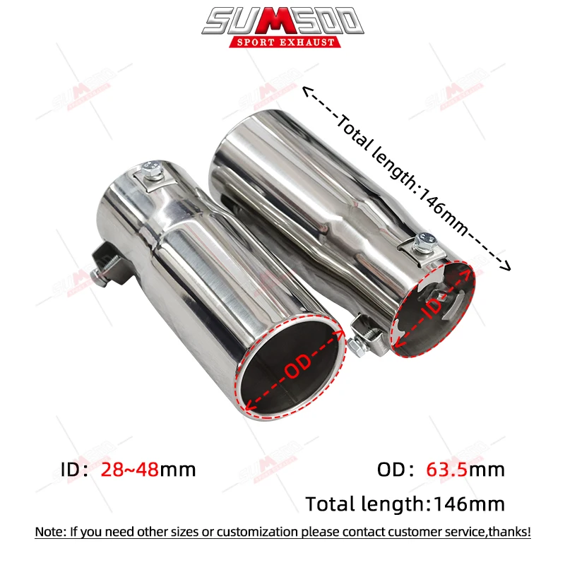 1pcs Car Tail Rear Chrome Round Exhaust Pipe Tail Muffler Tip Stainless Steel Car Rear Tail Throat Liner Accessories Car Styling