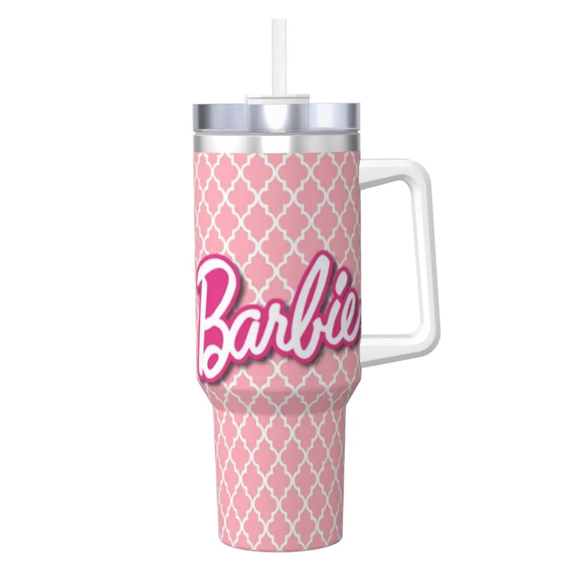 

Barbie 40 oz Tumbler with Handle and Straw Lid Stainless Steel Insulated Tumblers Travel