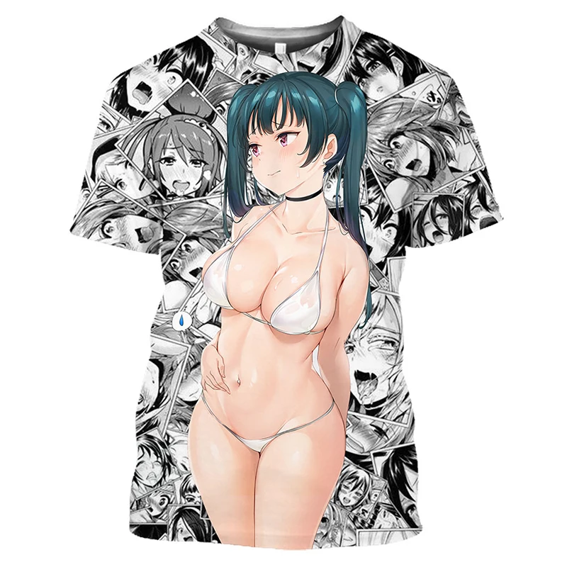 Fashion Girls Bikini Graphic T Shirt Men 3D Printed Sexy BBW Women Cartoon T-shirts Hentai Anime Casual Beach Harajuku Clothing