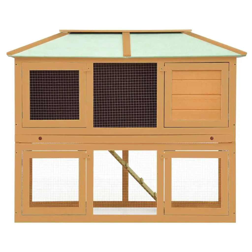 Double-Floor Solid Fir Wood Rabbit Cage for Small Animals - Durable & Spacious