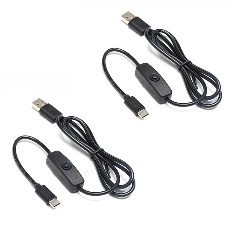 

2pc Universal USB Type C 5V 3A Charging Cable for Raspberry Pi 4 Power Cable with ON/OFF Switch for RPI 4 Model B RPI 4B Compute