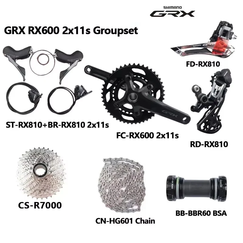 Shimano-コンピューターロードセット,rx600,2x11s,170mm, 172.5mm, 46