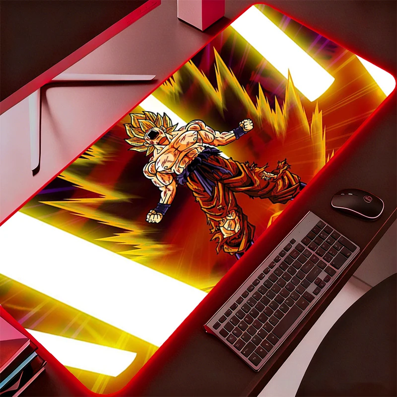 RGB Mouse Pad Dragon Ball Game Rubber Backlight Pc Keyboard Laptop Computer Speed LED Desk Mat Gaming Acessories Mousepad