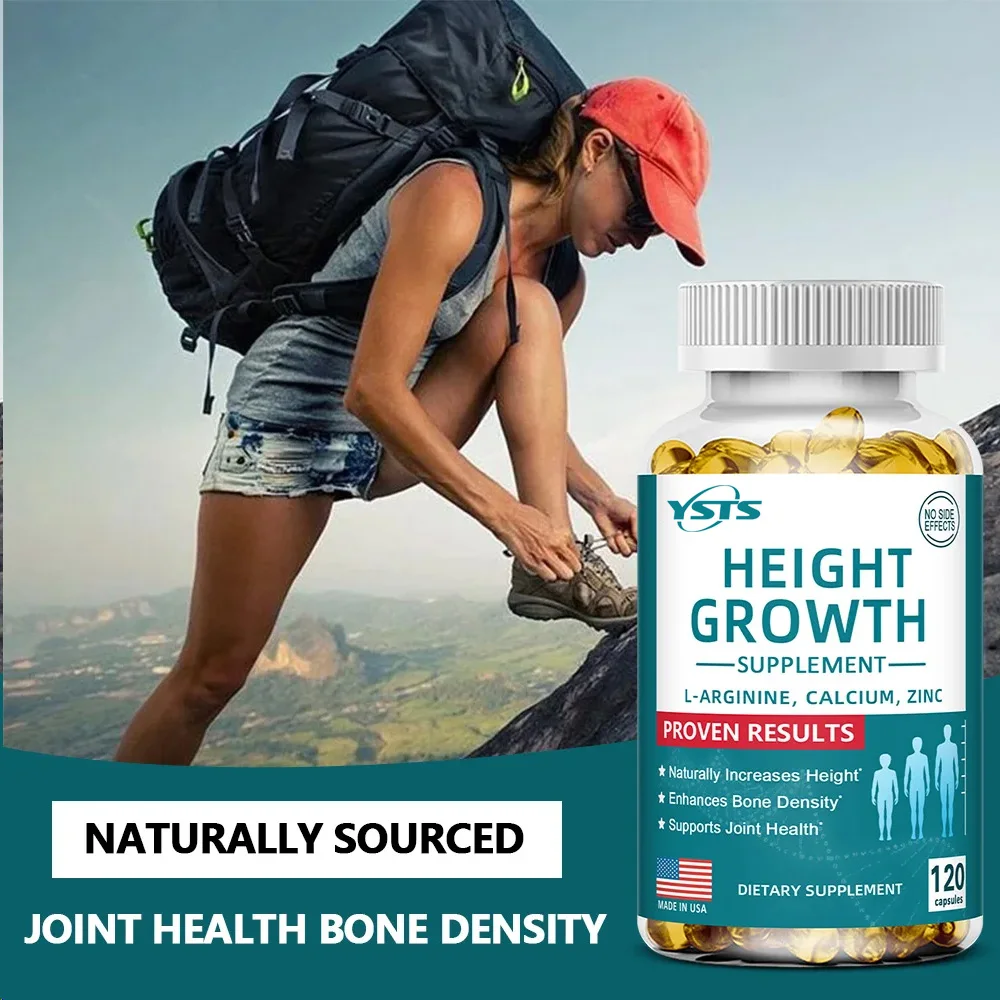 Natural Height Growth Calcium Vitamin D Supplement Vegetarian Capsules, Increase Bone Strength, Height Promoter Capsules Adults