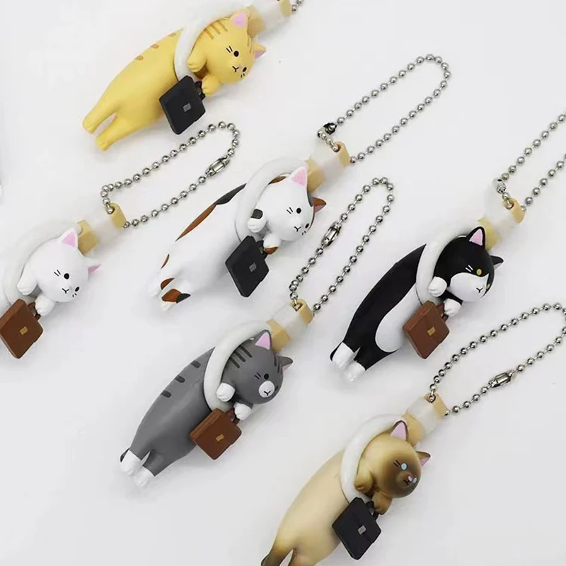 

Kawai аниме подвесное кольцо пригородная сумка кошка фигурка брелок слепая коробка милый кулон капсульные игрушки детский подарок на день рождения