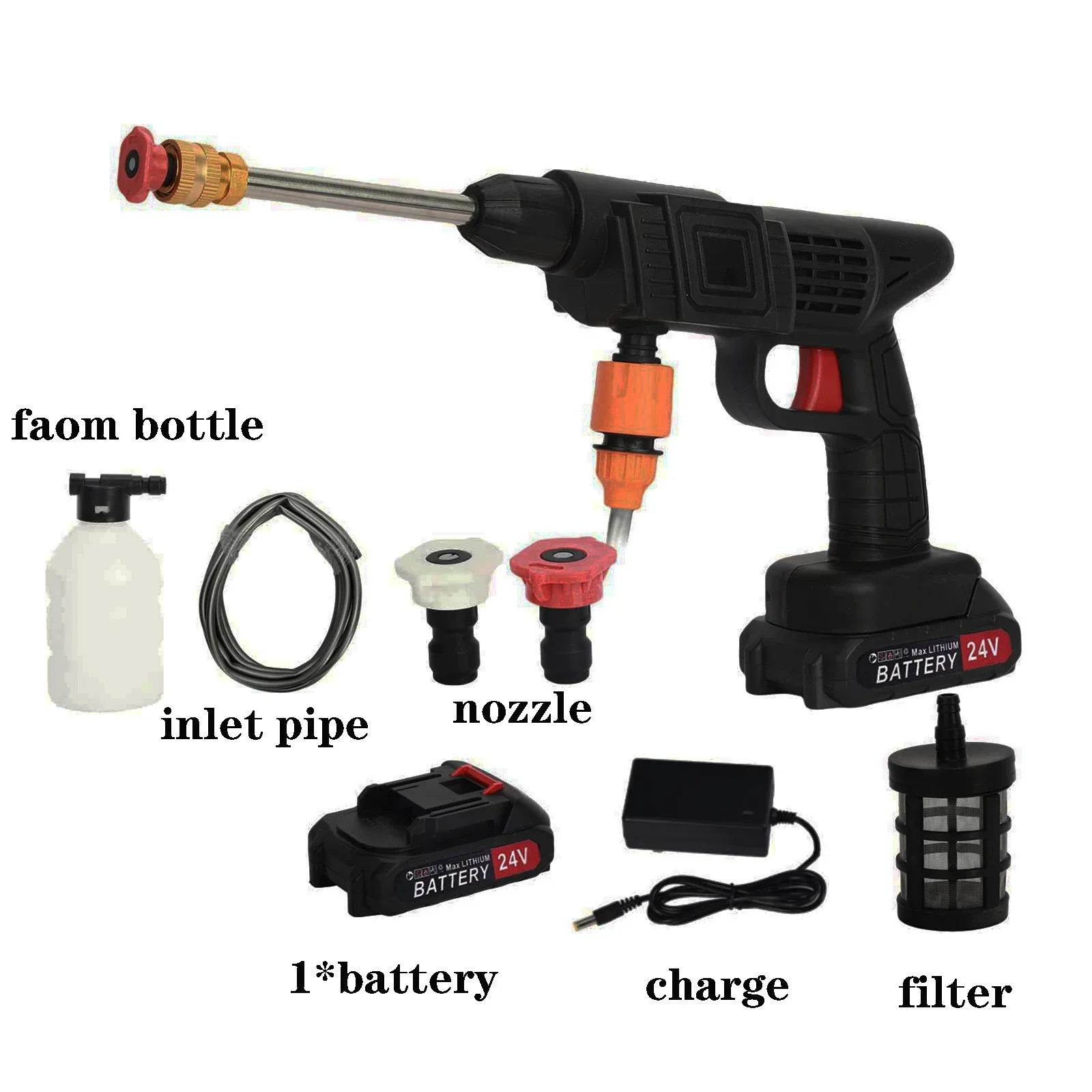 Aste Car Wash Gun, Electric High Pressure Washer, Cordless Water Odor, Foam Machine for Makita, 24V Battery