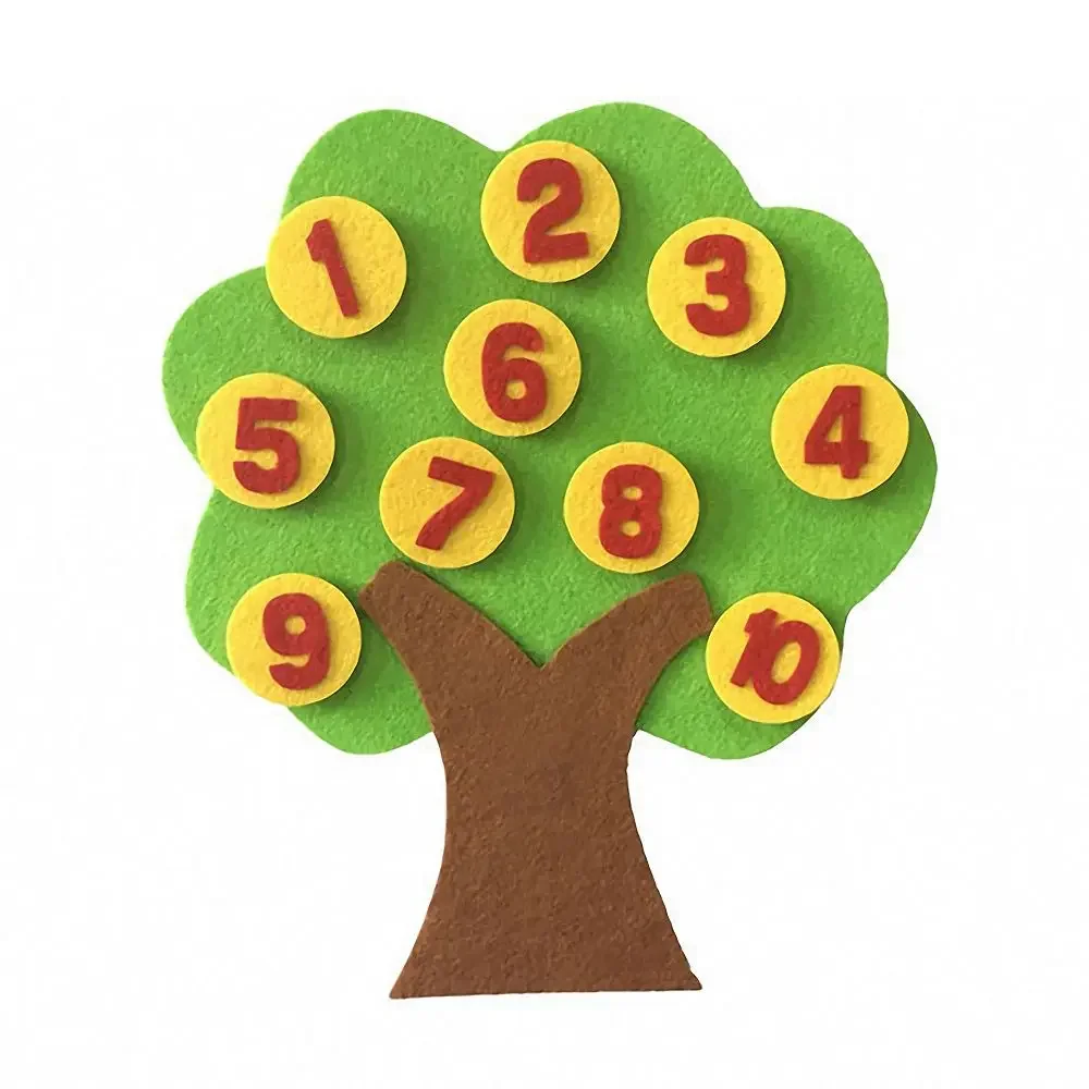 Kids Montessori Toys DIY Non-woven Apple Tree Numbers Counting Toy Math Toy Educational Learning Toys for Children Teaching Aids