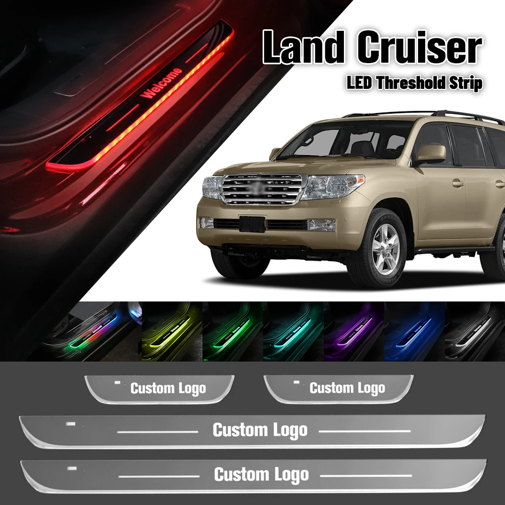 For Toyota Land Cruiser 100 200 1998-2021 Car Door Sill Light Customized Logo LED Welcome Threshold Pedal Lamp Accessories