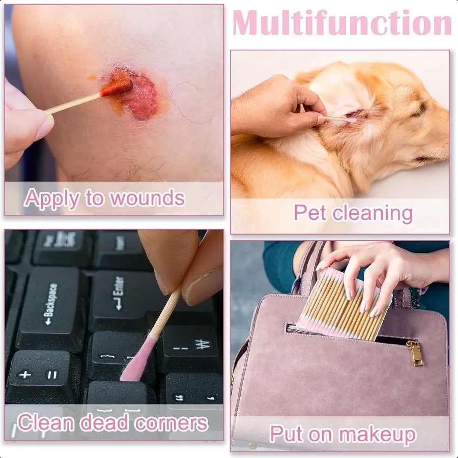 Tamponi di cotone di bambù da 5000 pezzi Tamponi di cotone biologico doppi con punte per orecchie Applicatore con punta sterile Tampone per trucco quotidiano