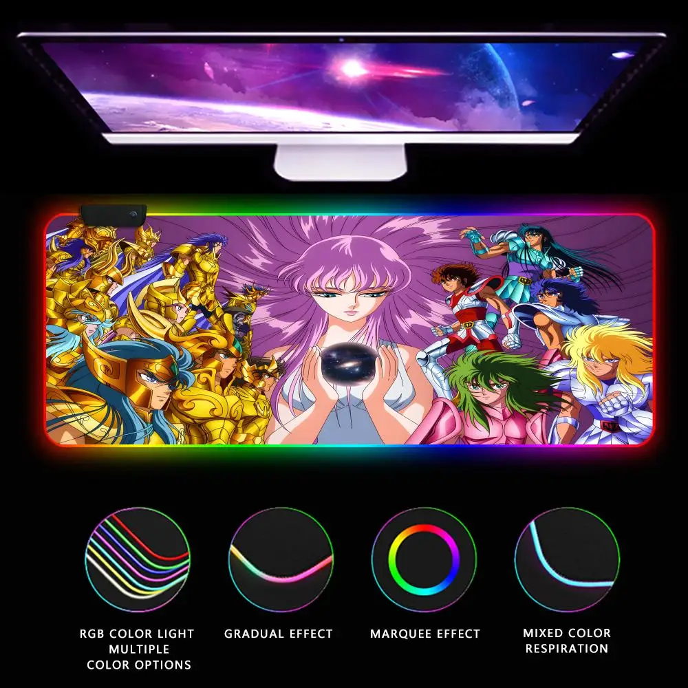 S-Saints Seiyas Anime Mouse Pad, CS-GO, Super Grande, RGB, Luminoso, Jogo de Escritório, Teclado Competitivo