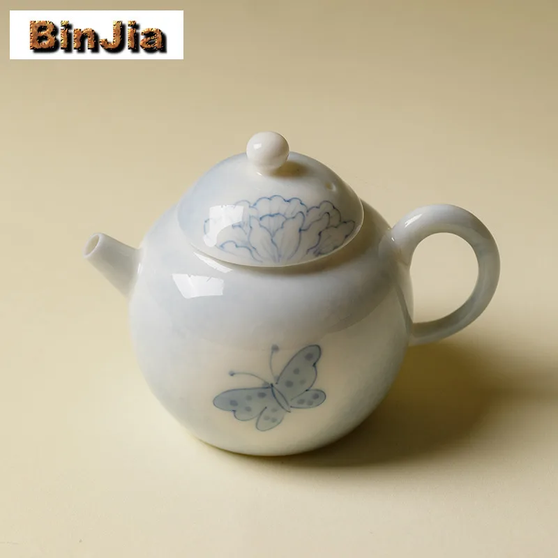 

120Ml Hand-Painted Butterfly Love Flower Teapot Retro Tea Infuser Pot Household Brewing Kettle With Ball Hole Drinkware