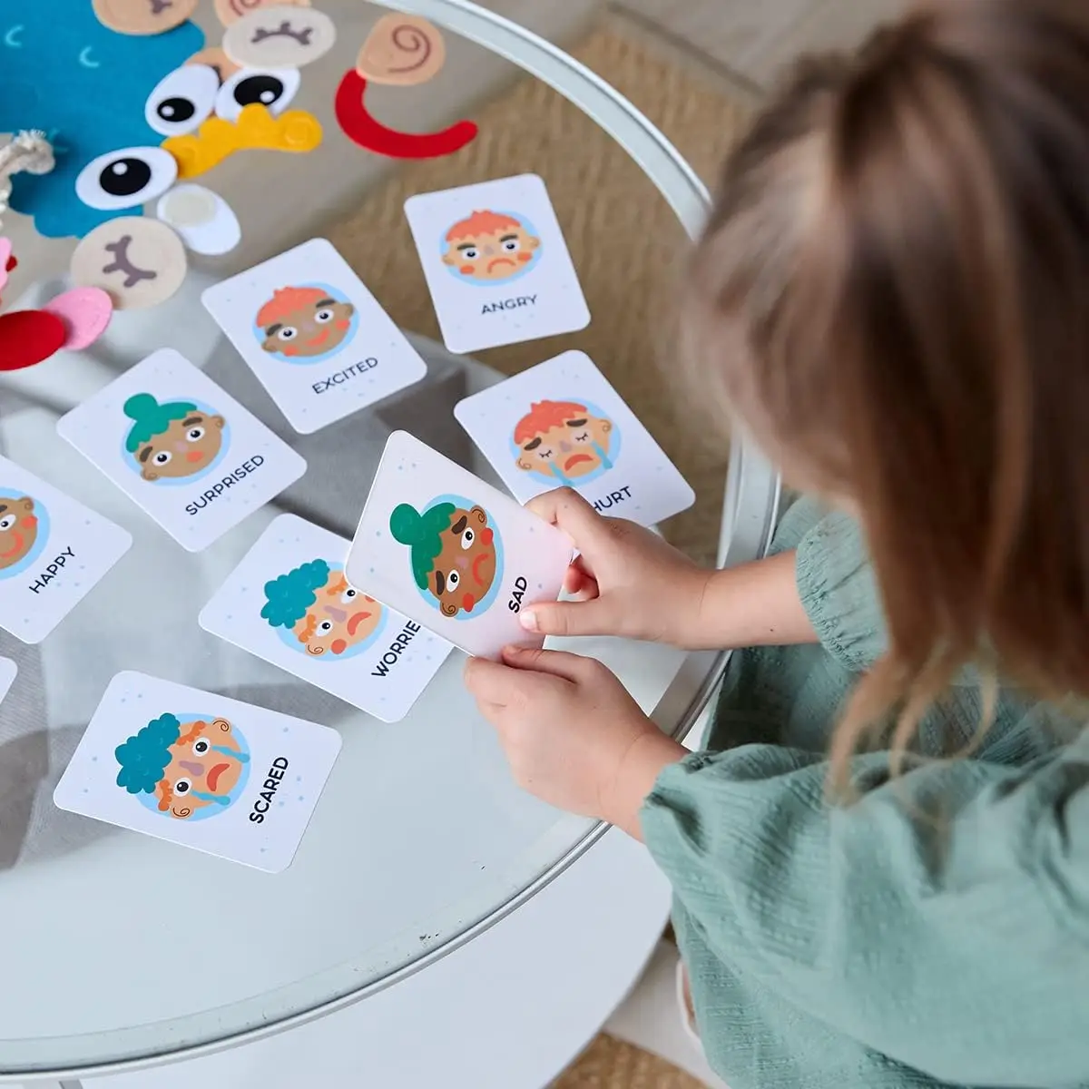 Gioco di espressione facciale Montessori per bambini Giocattoli di cambiamento emotivo con carte da 9 pezzi Giocattoli educativi per l'apprendimento in età prescolare per regali