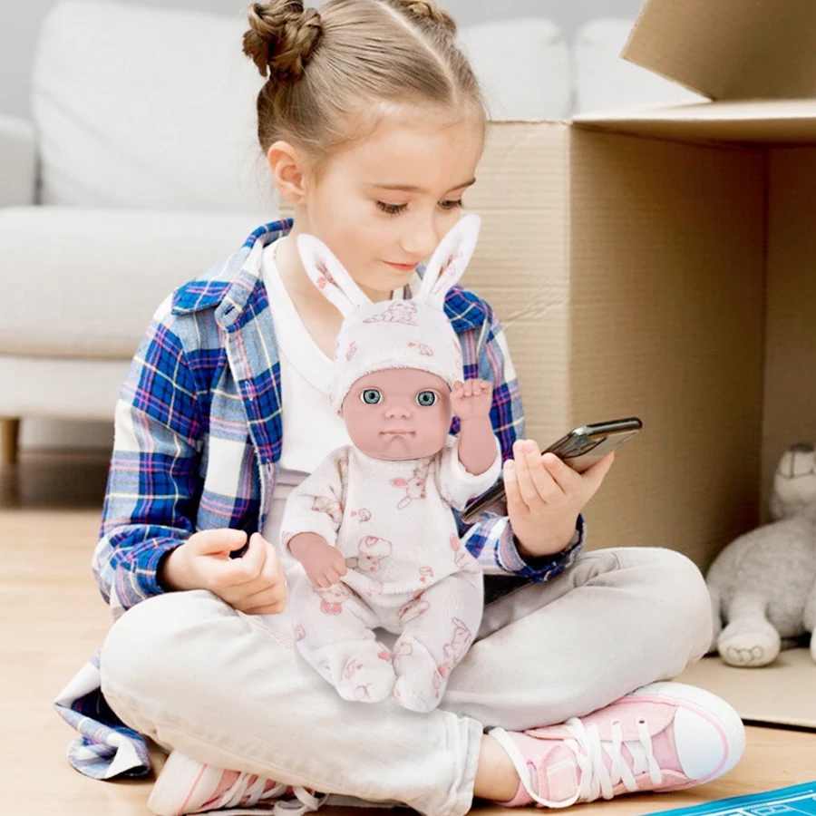8 cali/20 cm piżama w kształcie królika lalka miękkie przytulanie ciało Reborn lalka niemowlę maluch dziewczyna piękne ubrania udawaj zabawkę najlepszy prezent dla dziecka
