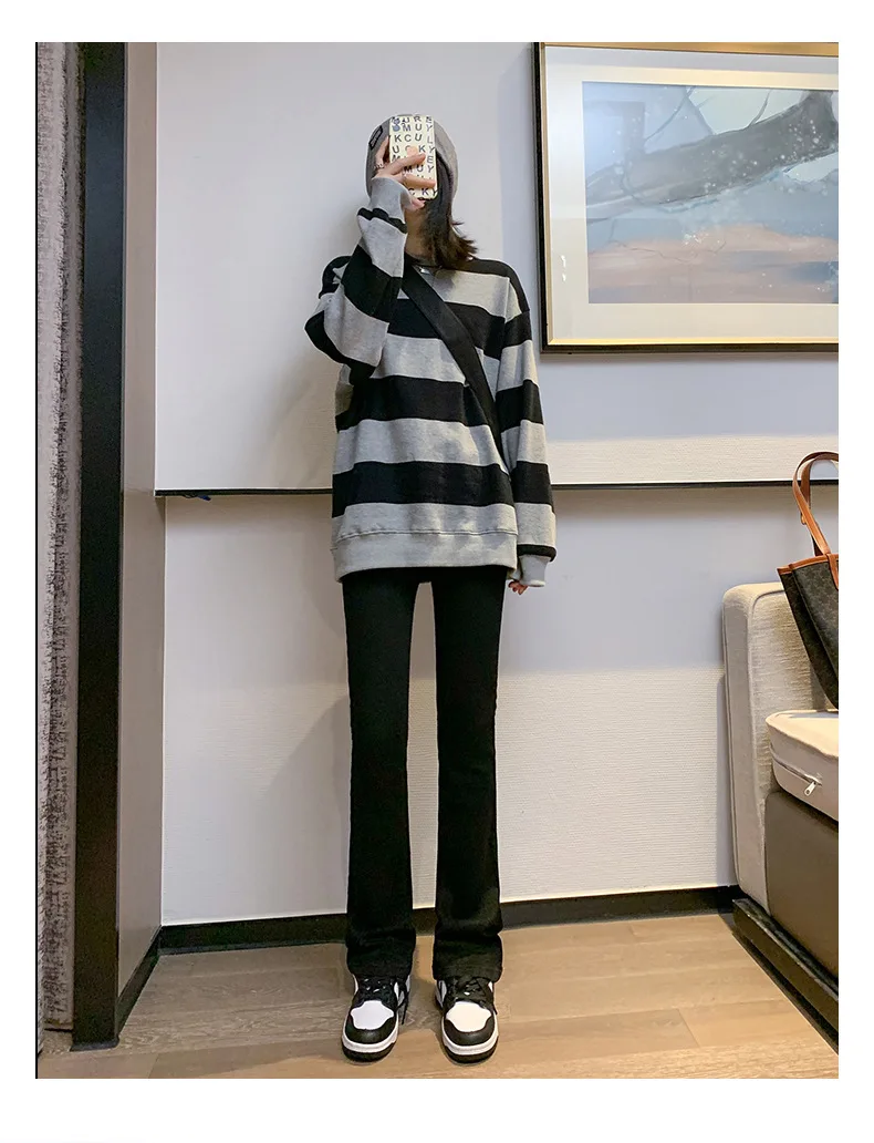 

Расклешенные брюки, белые джинсы, уличный стиль, западная пастушка, американская ретро, винтажная женская одежда, удобная джинсовая мода