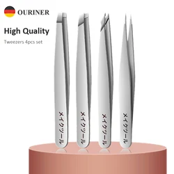 Ouriner 4 pcs/set New Arrival Professional Stainless Steel Tweezer Eyebrow Face Nose Hair Clip Remover Tool Clip