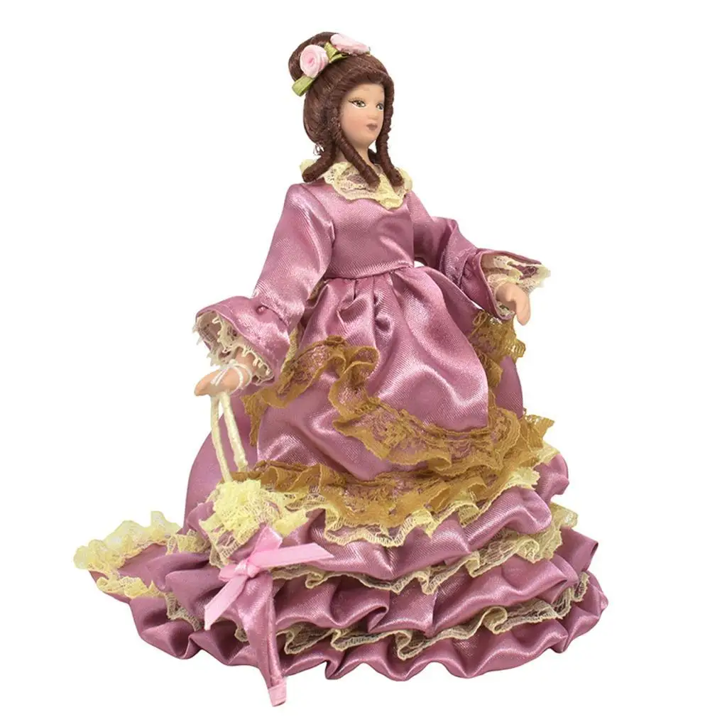 Modelo de pessoas de boneca de casa de bonecas 1/12, vestir, decoração de cenas