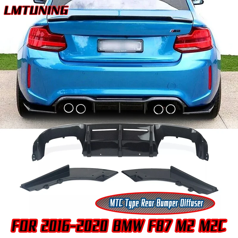 

FOR 2016-2020 BMW F87 M2 M2C Glossy Black and Carbon fiber pattern MTC Style Rear Bumper Diffuser Lip Spoiler Accessories