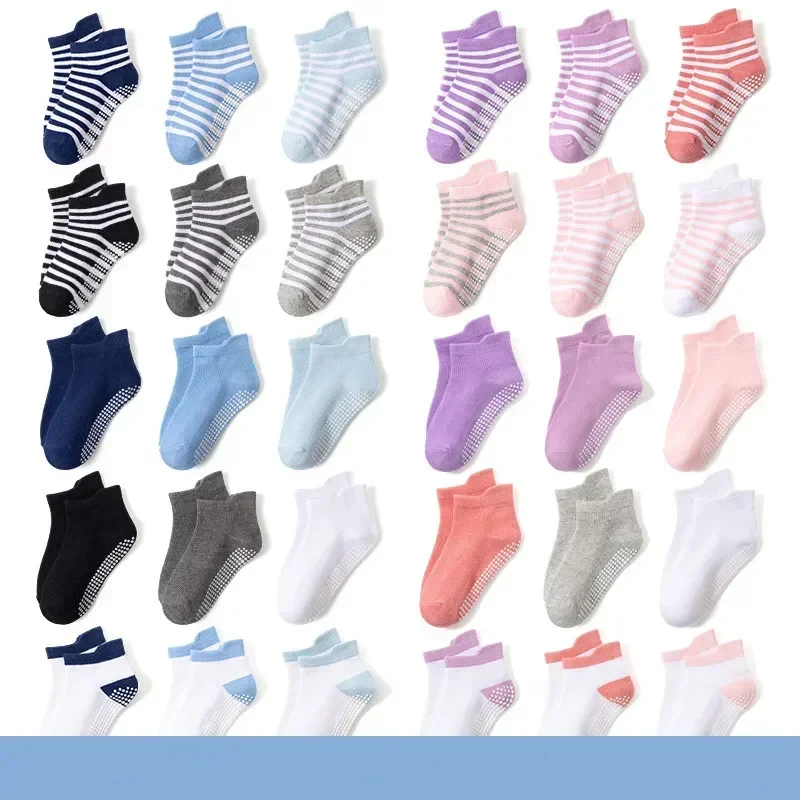 6 Paar rutschfeste Kindersocken für 0–5 Jahre mit Griff, Knöchelsocken für kleine Mädchen und Jungen, Kleinkinder, Kinder-Bodensocken