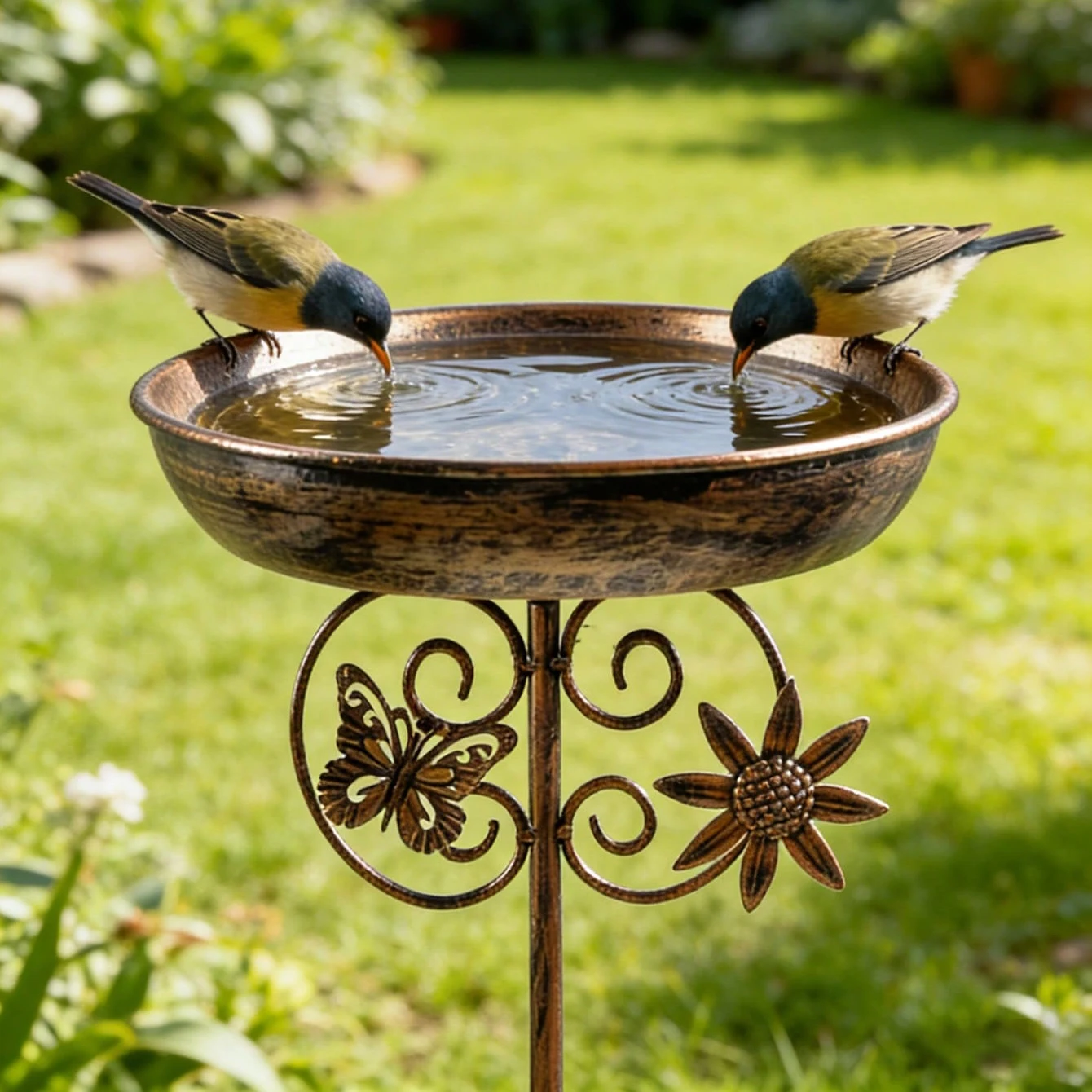 1 unidad de comedero y bebedero vintage para pájaros con una base resistente de cinco garras. Esta Bañera para Pájaros de Estilo Vintage es Perfecta para Colocar en Patios, Patios Interiores, Céspedes y Jardines, Atrae Colibríes y Otros Pájaros Es un Exce