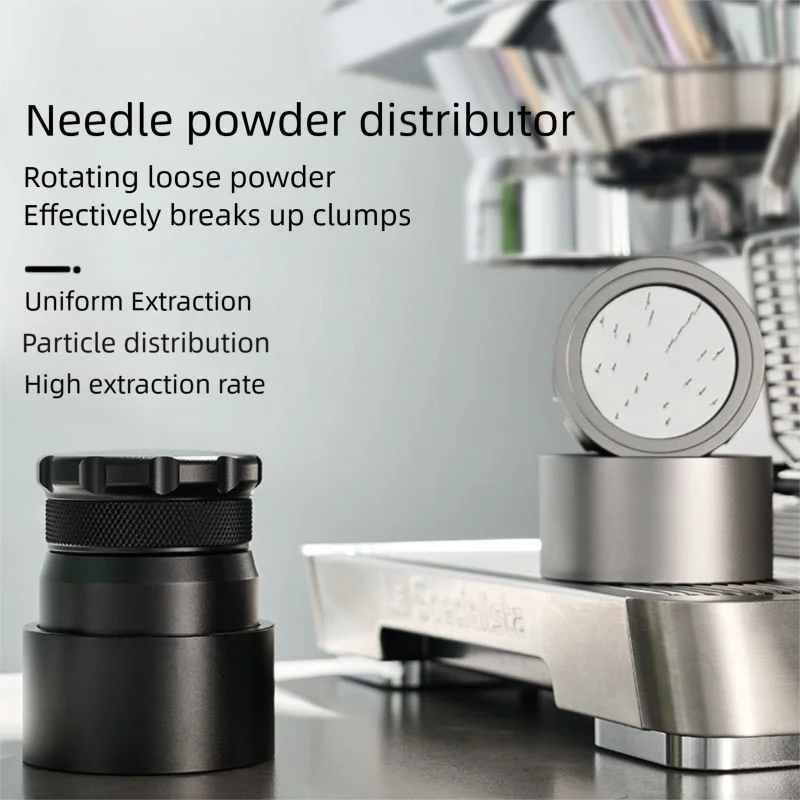 22 Pin Coffee Needle Distributor 304 Stainless Steel Built-in Bearing Aviation Aluminum For 51mm 53mm Espresso Portafilter
