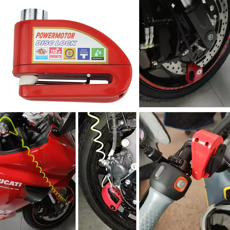 

Universal Motorcycle Scooter Bicycle Disc Lock Aluminum Alloy Brake Lock Security Anti-theft Remind Wheel Disc Brake Padlock