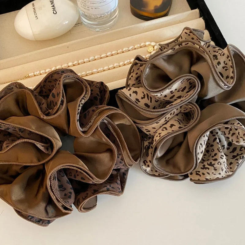 

Leopard-Print Sausage Circle Women'S Meatballs Satin Multi-Layer Waist Band Large Bow Coil Hair Accessories Flower