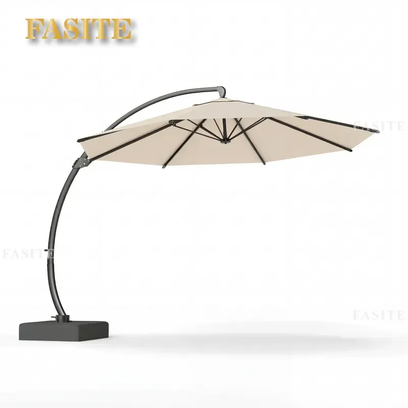 For Hand Crank Large Curved Back Umbrella All Aluminum Parasol Sun Protection Garden Outdoor Patio Shade Durable