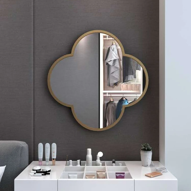 Frame Design Mirror Makeup Vintage Haircut Safety Irregular Mirror Shower Aesthetic Miroir Salle De Bain Bathroom Accessories