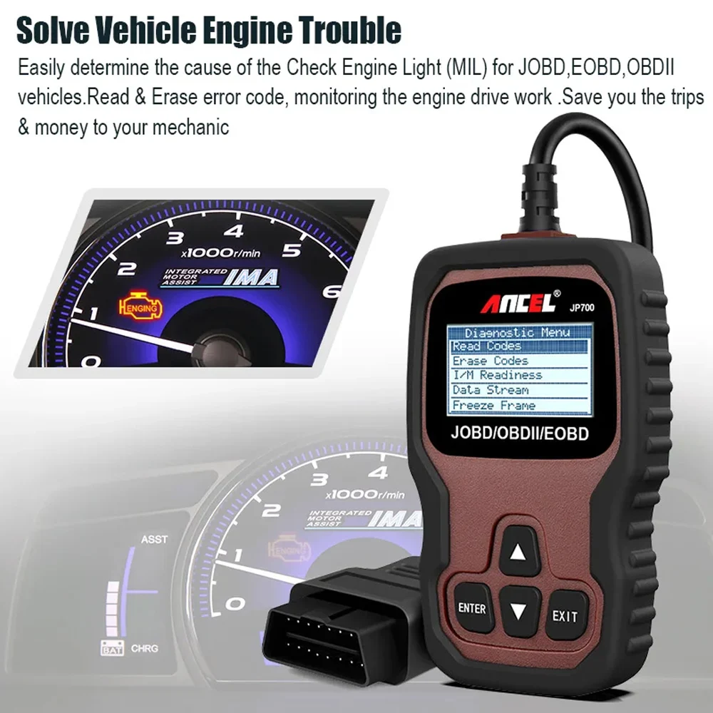 JOBD OBD2 Japanese Car Scanner JDM Automotive Code Reader Engine Diagnostic Tool ANCEL JP700  For Toyota Nissan Honda Mazda