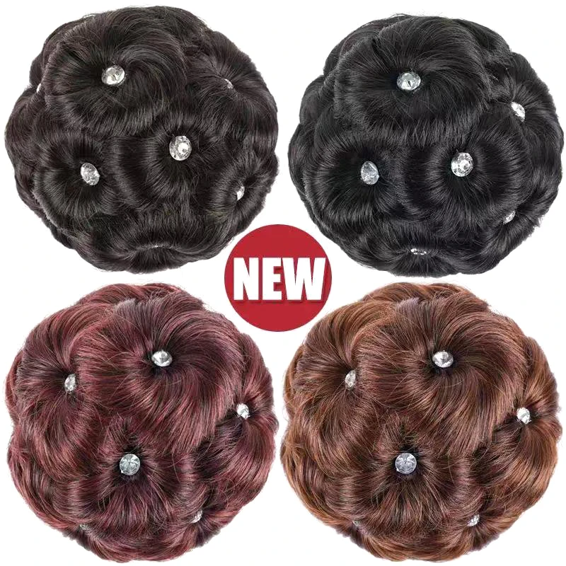 Elegant Claw-Clip Chignon Bun Nine Flowers Hair Women Curly Chignon Hair Bun Natural-Looking Comfortable Synthetic Hair