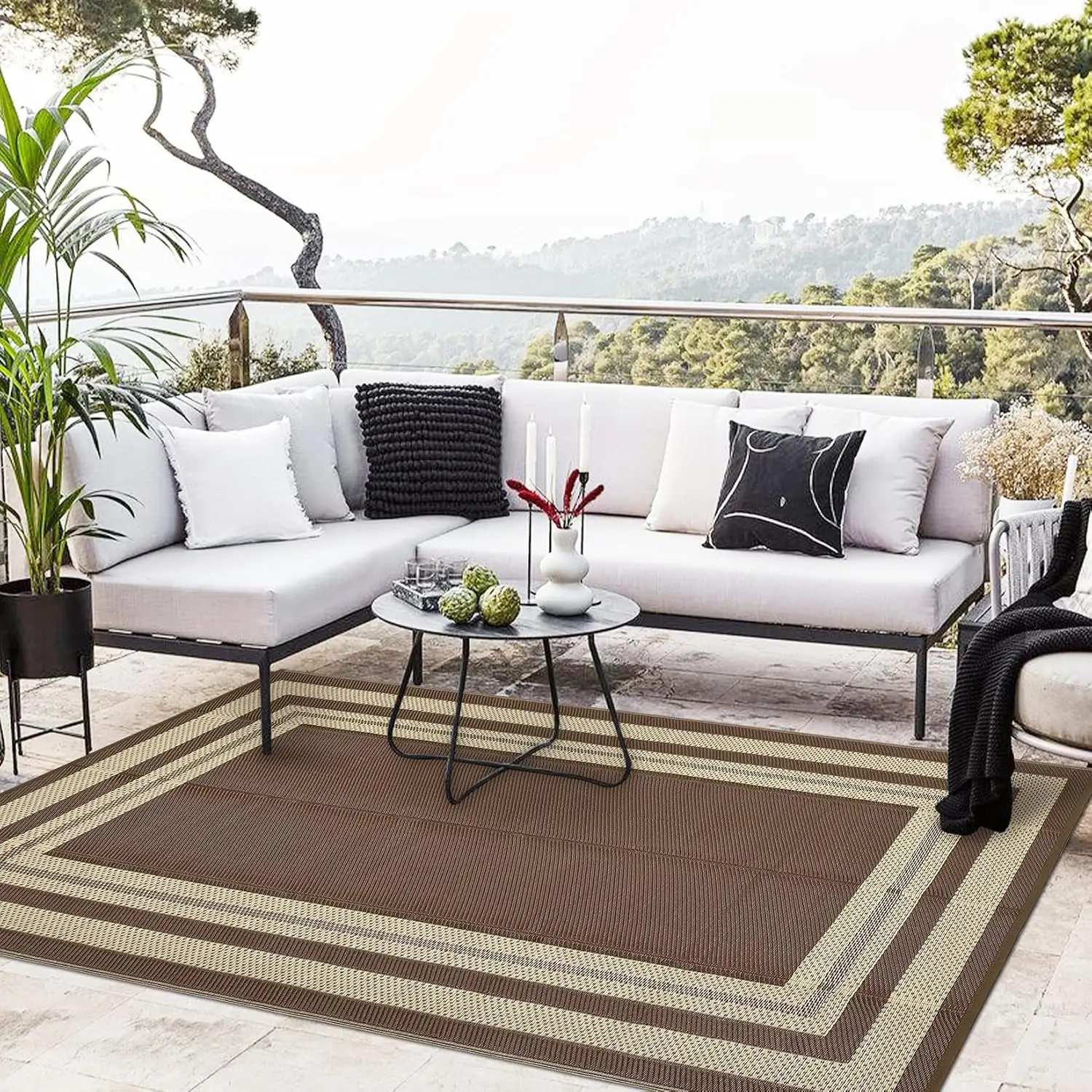 9x18FT Modern Solid Border Rug Washable Foldable Carpet Entry Door Mat Living Room Bedroom Bed Soft Mat For Indoor Outdoor Home Camping RV Decor ﻿