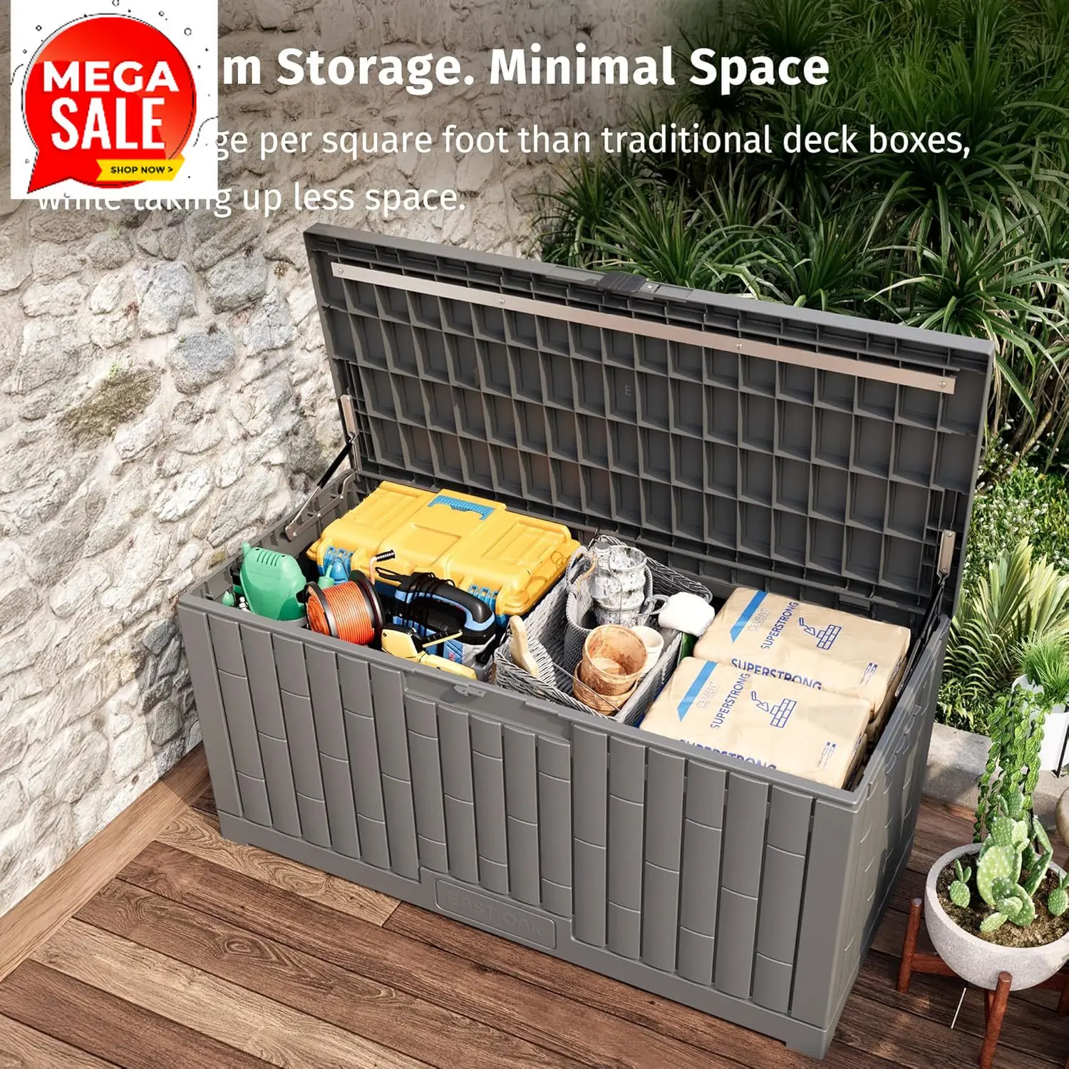 

Распродажа: Уличный контейнер для хранения объемом 120 галлонов | Большой ящик для хранения из полимерной смолы с усиленной опорой из нержавеющей стали | Водонепроницаемый и устойчивый к УФ-излучению