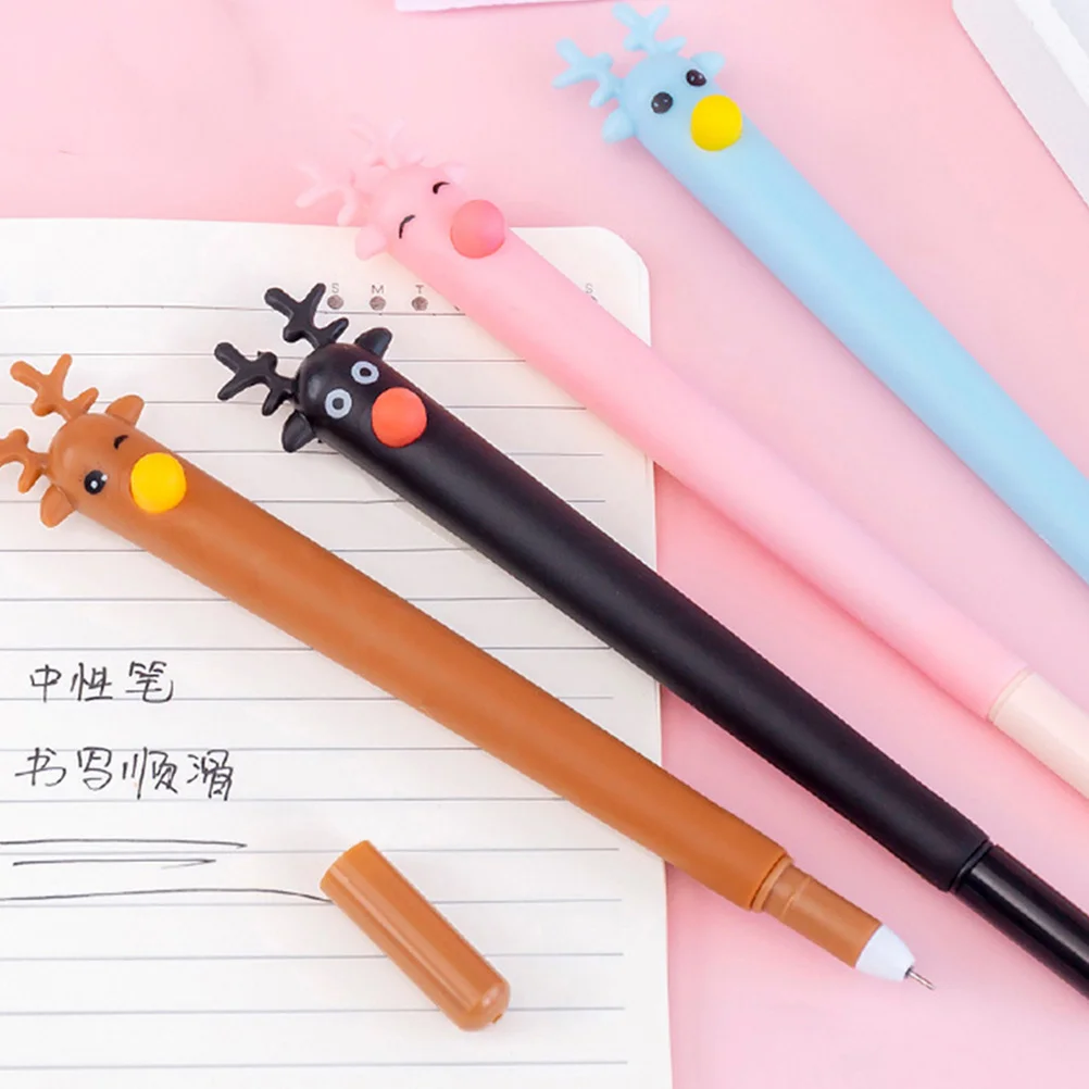20pcs Gel Elk Shape Ergonomic Design Smooth Writing Student Stationery Cute Pens For Girls Multipurpose Note Taking Pens