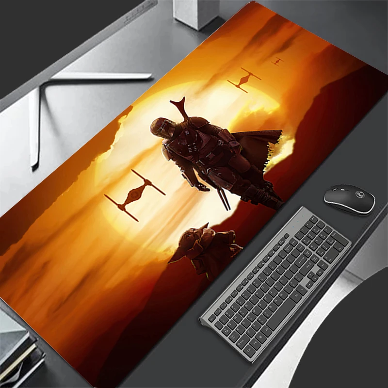 Gaming Mouse Pad Large Gamer Keyboard Desk S-Star Warss T-The Mandalorians Mouse Mat Carpet Rubber Tapis Souris Notbook Mousepad