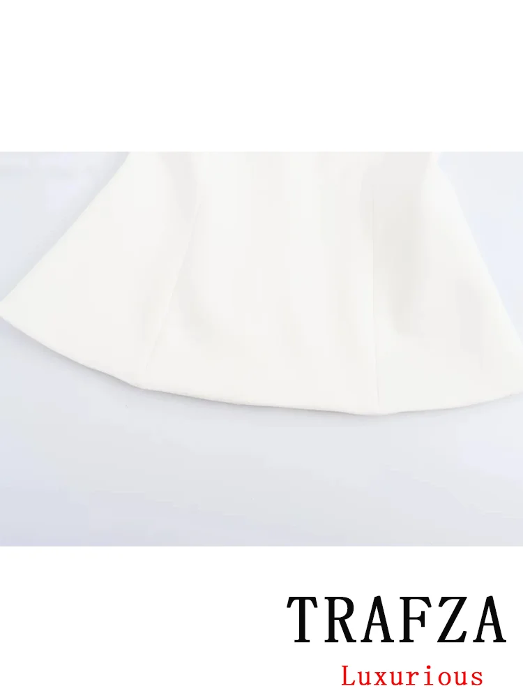 TRAFZA Sexy Diamond Appliques Chic Women Suit Sleeveless Slash Neck Zipper Vest Loose Shorts New Fashion 2024 Summer Party Sets