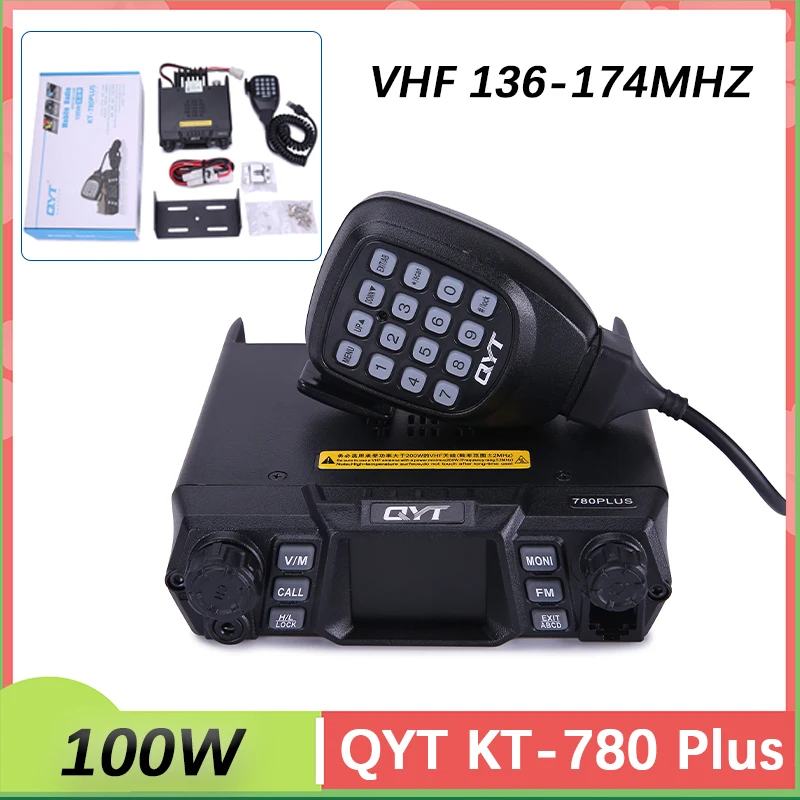 QYT KT-780 Plus Car Mobile Station Walkie Talkies VHF 100W 136-174MHZ High Power Quad Display Transceivers Amateur Communication