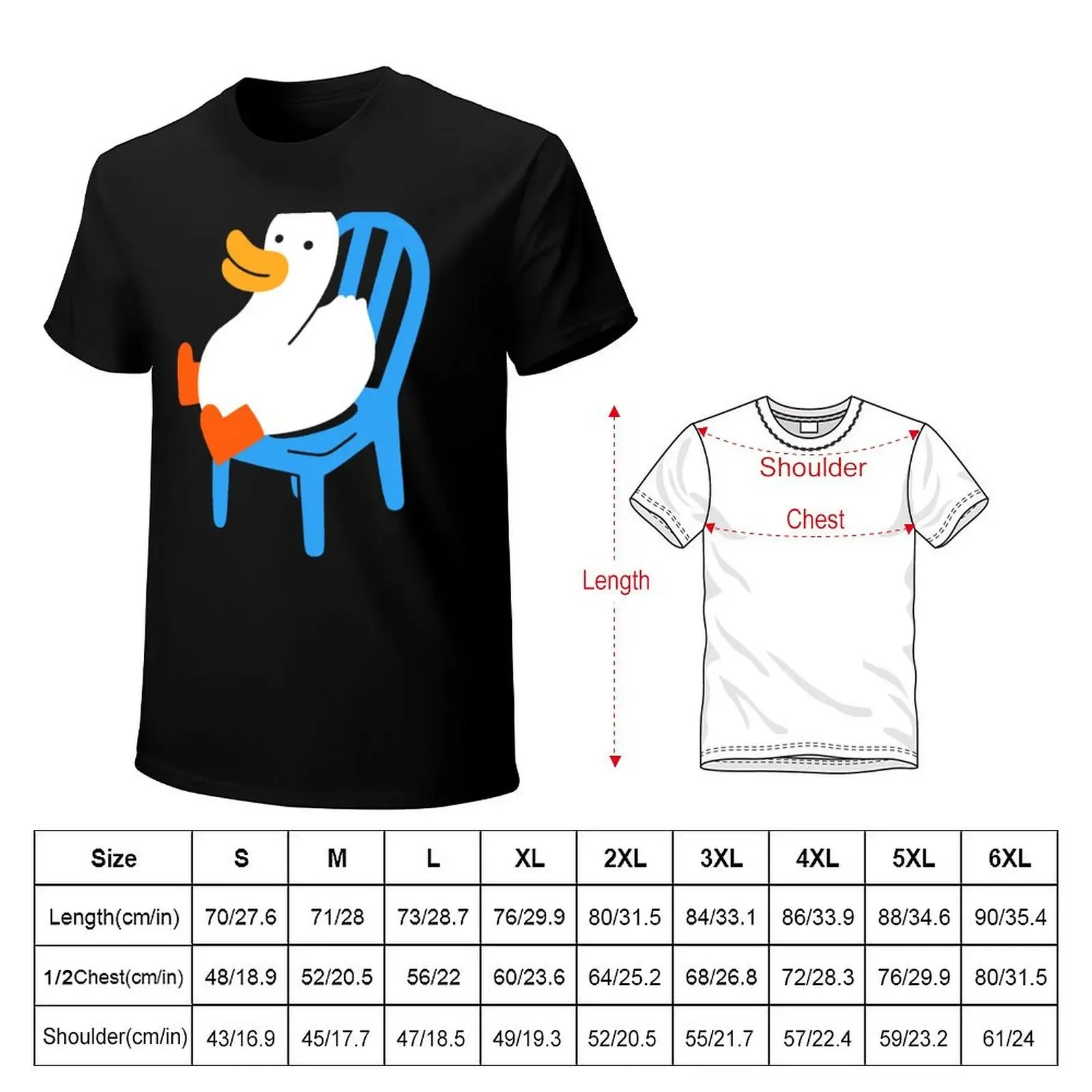 Duck Sitting in a Chair T-Shirt oversized graphic tee vintage anime men t shirts