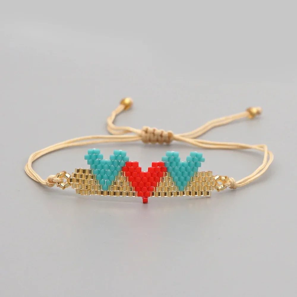 

Rice Ball Bracelet Hand woven fashion Versatile Simplicity heart-shaped Adjustable Bohemia Unisex Beaded Bracelet